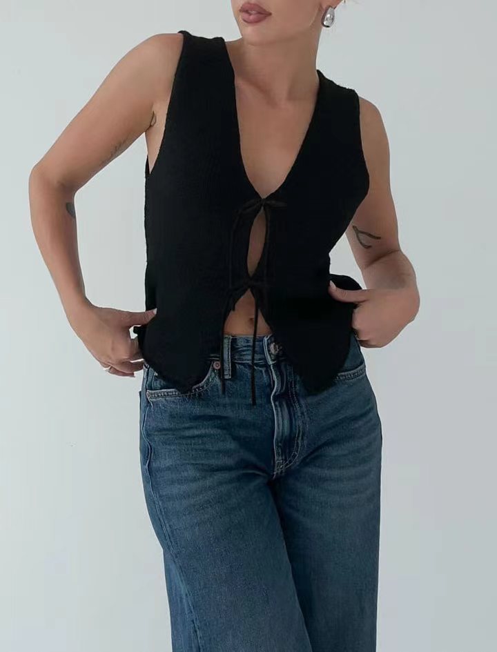 Chaleco de lana de cuerda