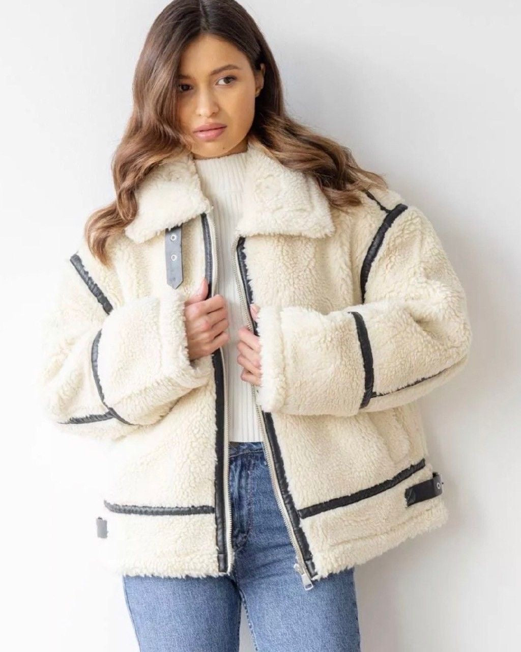 Chaqueta efecto lana de cordero