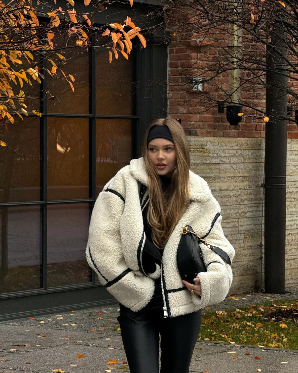 Chaqueta efecto lana de cordero