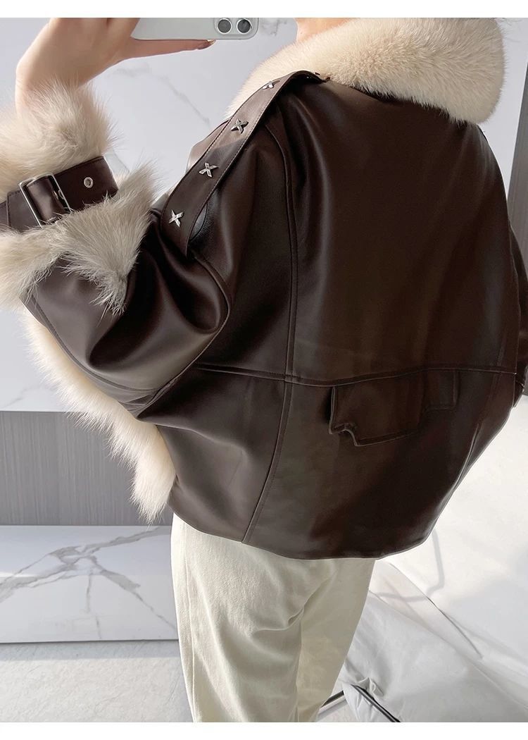 Sense Faux Fur Leather Coat