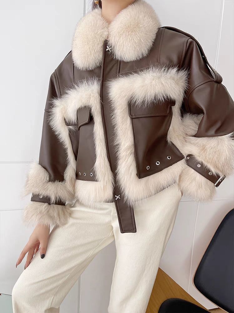 Sense Faux Fur Leather Coat