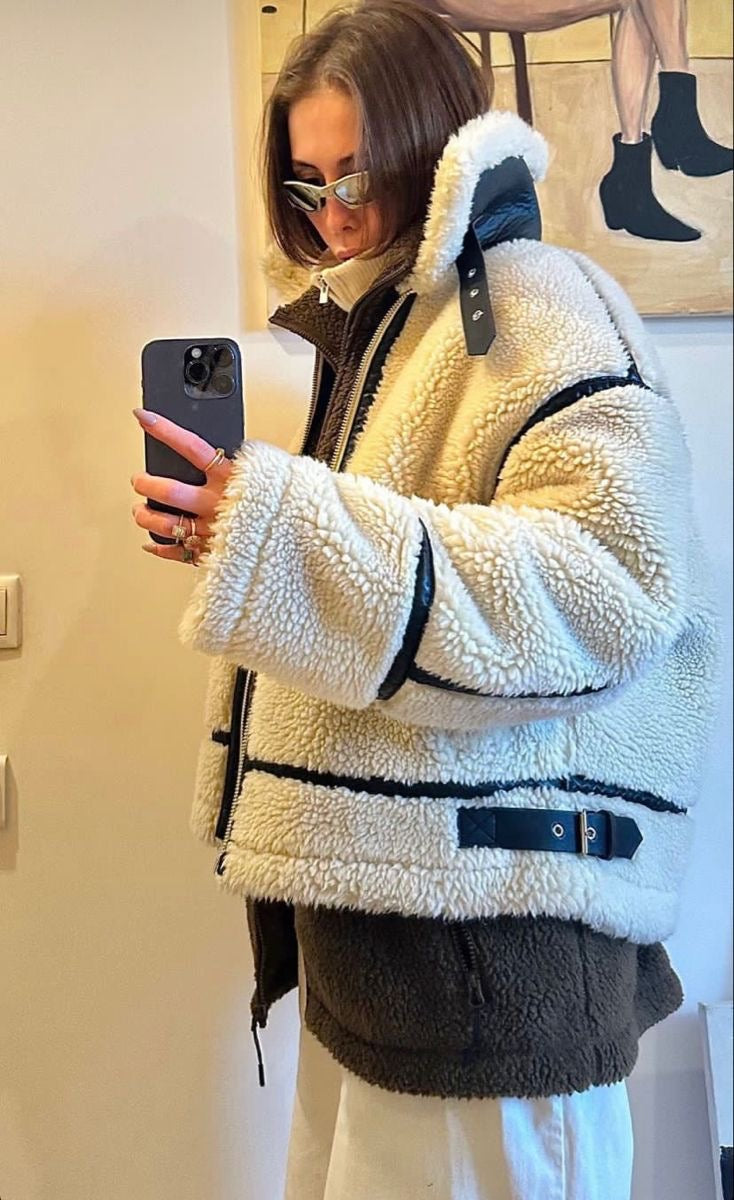 Chaqueta efecto lana de cordero