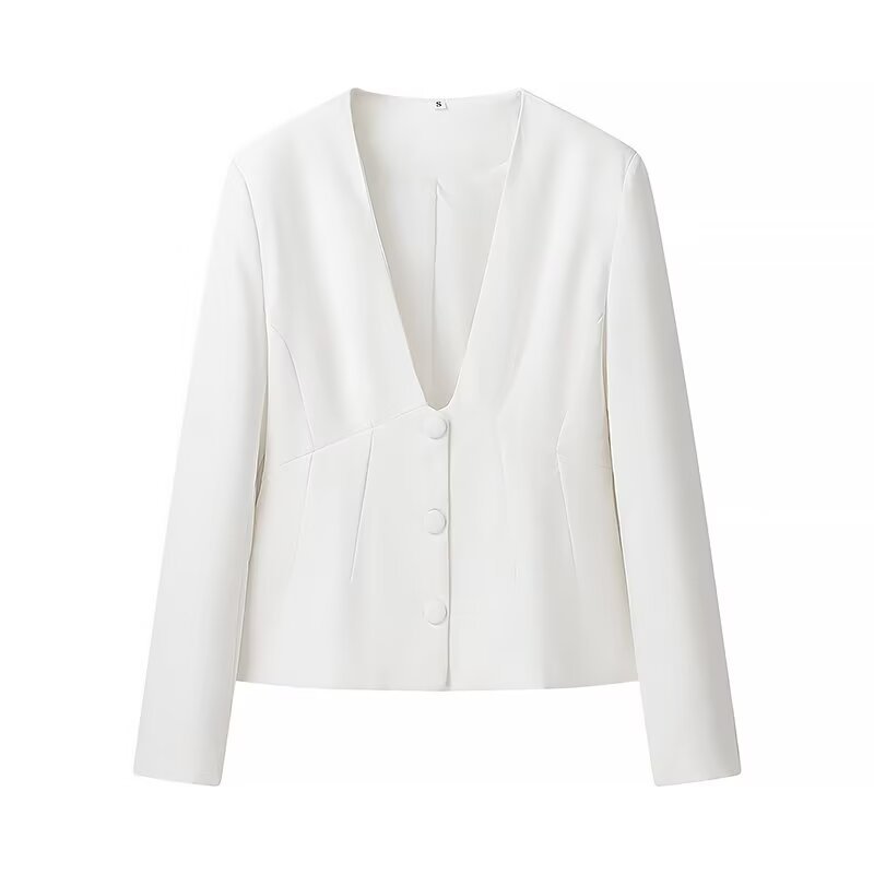 V-Neck Blazer Pants Set