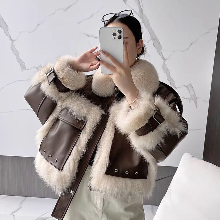 Sense Faux Fur Leather Coat
