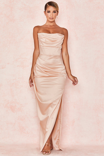 Satin Tube Dress with Split