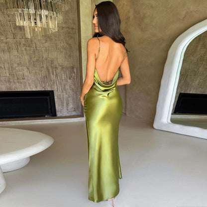 Fashion Backless Slim-fit Slit Sling Dress