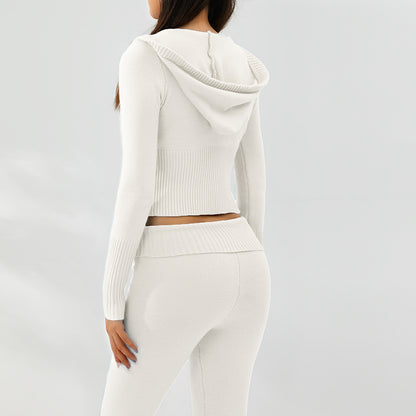 Zip Hoodie & High-Waist Pants Set