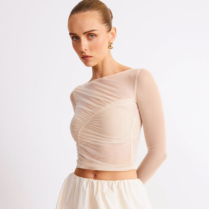 Sheer Mesh Slim-Fit Crop Top