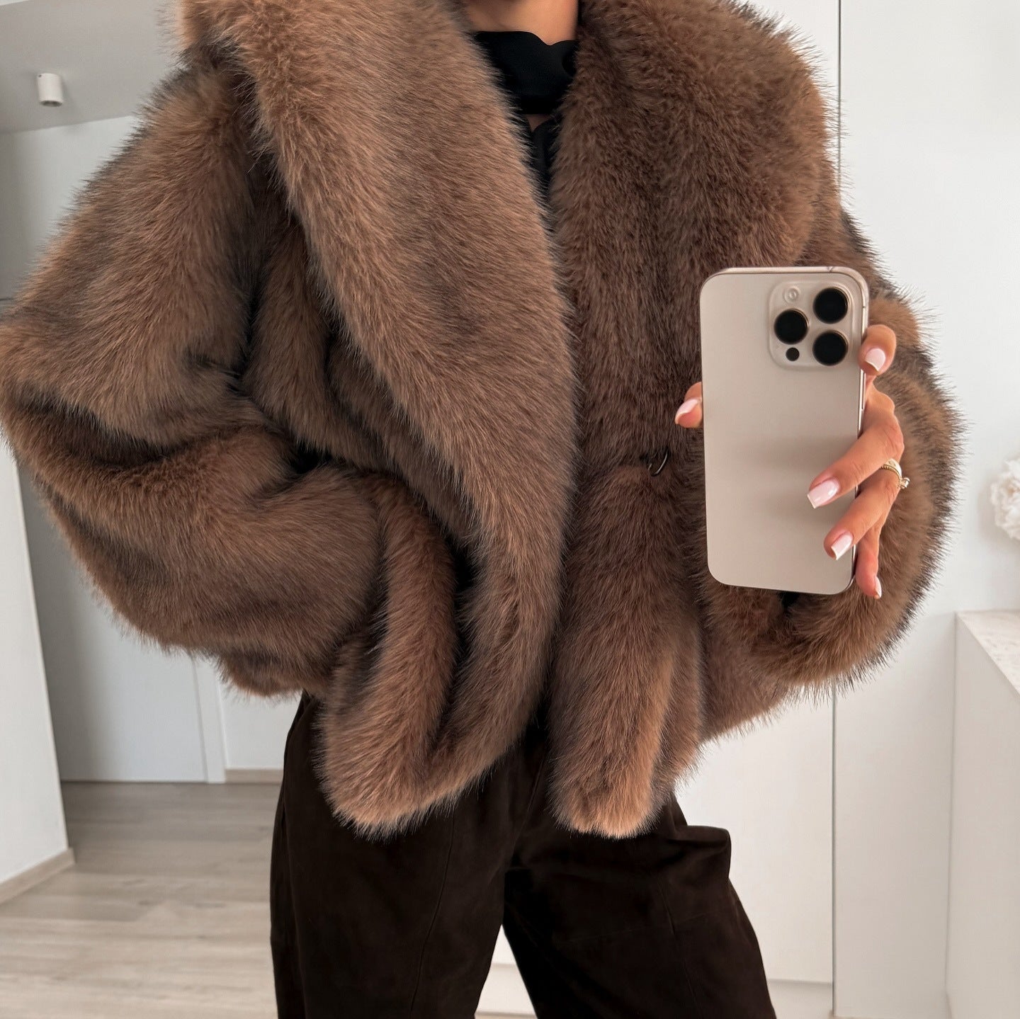 Solid Color Fur Plush Coat