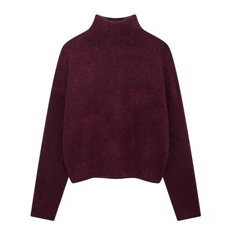 Vintage Wine Red Turtleneck Sweater