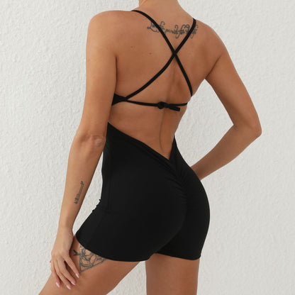 Backless & Cropped Fitness Jumpsuit