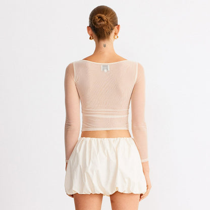 Sheer Mesh Slim-Fit Crop Top