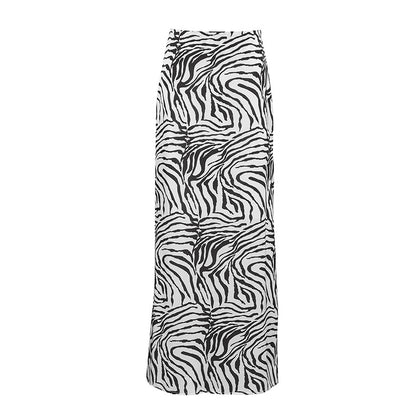 Satin Zebra Pattern Skirt