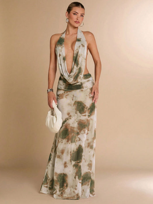 Deep V-Neck Sleeveless Maxi Dress