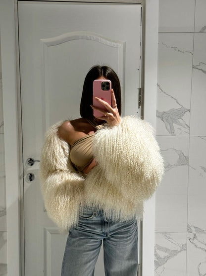 Short Fur Coat with Long Sleeves