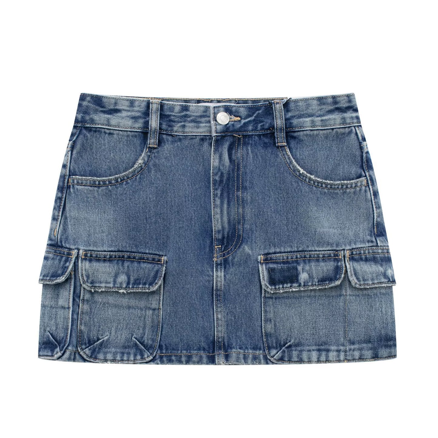 Casual Overalls Bag Hip Denim Skirt