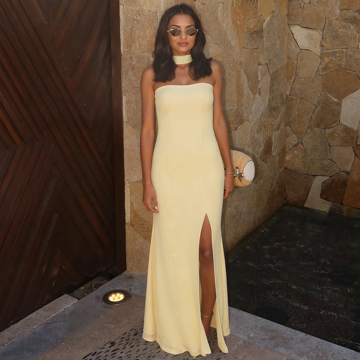 Golden Veil Bodycon Dress