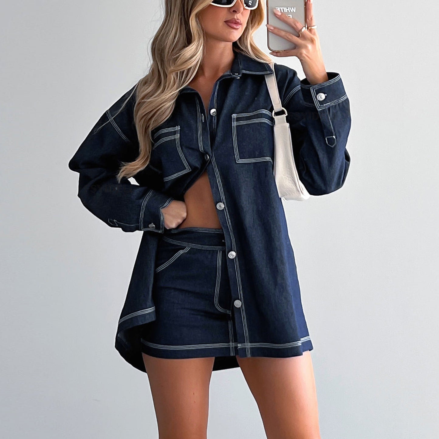 Retro Denim Two Piece Set