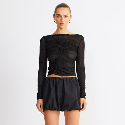 Sheer Mesh Slim-Fit Crop Top