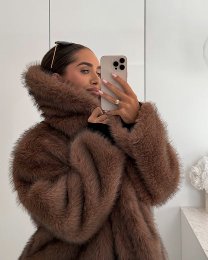 Solid Color Fur Plush Coat