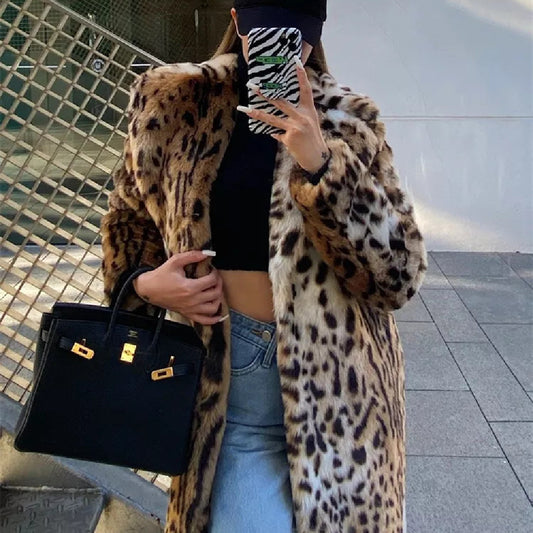 Leopard Print Faux Fur Coat