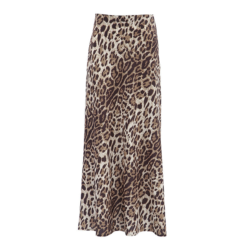 Brown Leopard Print A- Line Maxi Skirt